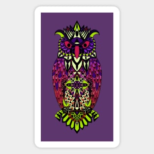 purple east owl in neon lights ecopop pattern Magnet